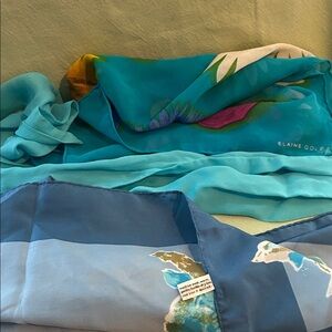 Elaine Gold Blue and Green Scarf